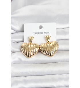 316L Çelik Gold Renk Kalp Model Kadın Küpe TJ-BKP11827