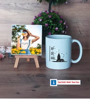 Kız Kulesi Fotoğraflı Dekoratif Taş, Kupa Bardak Beyaz HediyeArkadaşa Hediye (Model 1)
