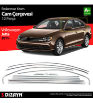 VW Jetta Krom Cam Çerçeve Seti 12 Prç. 2011-2019 A+ Kalite