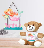 Kişiye Özel Bebek Kapı Süsü ve Peluş Ayıcık Seti – Baby Shower / Hastane Odası