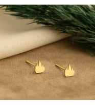 DKMN Gümüş Ateş Sembolü Minimalist Küpe Kadın Gümüş Küpe (Gold)