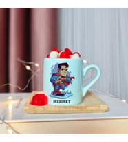Superman Tasarımlı Kişiye Özel Yeşil Türk Kahvesi Fincanı