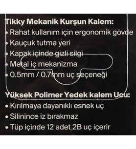TIKKY Min Silgi 3'lü Okul Seti- 0.7 Deniz Mavi