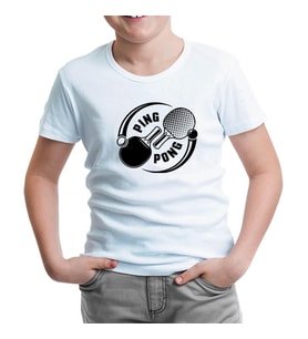 Masa Tenisi - Ping Pong Ying Yan Beyaz Çocuk Tshirt