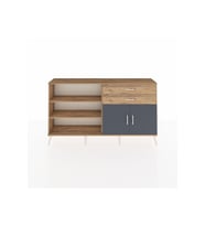 Arges Konsol 3 Raflı 2 Çekmeceli 2 Kapaklı 176x30x99 Çam-Antrasit/Çam