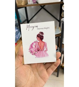 Henna Night Pembe Elbiseli Gelinlikli Kart 8x12 cm 63 Adet - Butiksosyetik