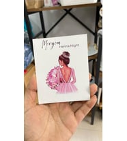 Henna Night Pembe Elbiseli Gelinlikli Kart 8x12 cm 63 Adet - Butiksosyetik