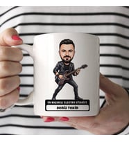 Elektro Gitarist Müzisyen Erkek Karikatürlü Kupa Bardak