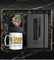 Babalar Gününe Özel Tasarım Kupa & Kişiye Özel Defter & Kişiye Özel Touch Pen Kalem & Kişiye Özel Fotoğraf Çerçevesi Hediye Seti