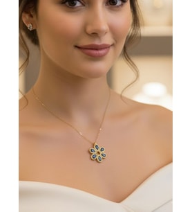 925 Ayar Papatya Silver çiçek kolye.rose.gold.rodaj