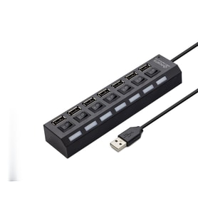 Usb Anahtarlı Hub 7 Port 480 Mbps Siyah HDX7001
