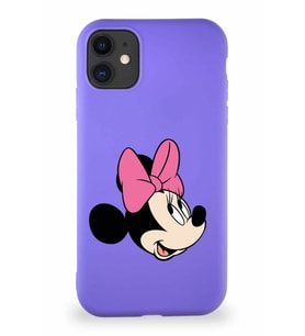 Apple iPhone 11 Soft Premier Kapak Minnie Mouse-A Tasarımlı Silikon Kılıf - Mor (Şeffaf)