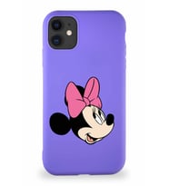 Apple iPhone 11 Soft Premier Kapak Minnie Mouse-A Tasarımlı Silikon Kılıf - Mor (Şeffaf)