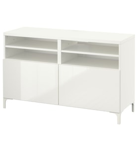 TV Sehpası, Beyaz-Parlak Cila, 120x42x74 cm