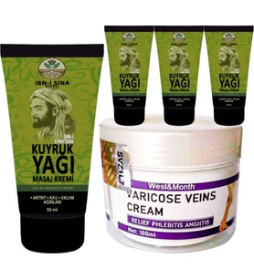İbn-i Sina 3 Adet Kuyruk Yağı Dindirici Krem Kas Sırt Bel El Ayak Kullanım 50 ml + Varıcose Veins C