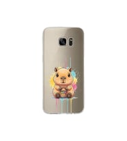 Samsung Galaxy S7 Edge ile Uyumlu Splash Kapibara Tasarımlı Şeffaf Silikon Kılıf