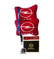 Opel Uyumlu Nakışlı Kırmızı Polar Ortopedik Seyahat Boyun Yastık / Oto Aksesuar