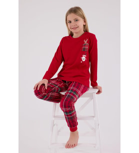 Arnetta Garson Kız Çocuk Aile %100 Pamuklu 4 Mevsim New Year Uzun Kollu Pijama Takım