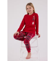 Arnetta Garson Kız Çocuk Aile %100 Pamuklu 4 Mevsim New Year Uzun Kollu Pijama Takım