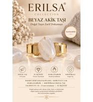 Sertifikalı Beyaz Akik Taşı Doğal Taş Yüzük Gold Kaplama Bakır Kasa Ayarlanabilir
