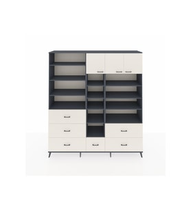 Hyperion Dolap 17 Raflı 6 Çekmeceli 3 Kapaklı 220x44x243 Antrasit-Aytaşı/Aytaşı