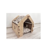 Taşınabilir Ev Tipi Kedi ve Köpek Kulübesi, Kahverengi, 50x50x50 cm