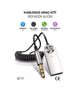 CONCORD BT-17 Kablosuz Aux Bluetooth 5.3 Araç Kiti Telefon Müzik Dinleme Tak Çalıştır