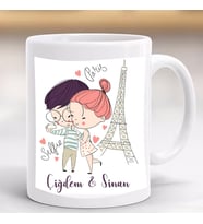 Sevgililer Günü Paris Hediyelik Kupa Bardak-