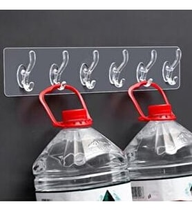 5'li Yapışkanlı Şeffaf Duvar Askısı Banyo Mutfak Düzenleyici Askı Pratik Kanca Askılık