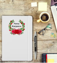 İsme Özel Çiçek Desen Baskılı Defter ve Kalem
