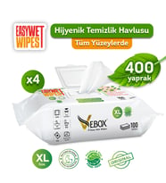 Vebox Easy Wet Wipes Yüzey Temizleme Havlusu 4x100 400 Yaprak