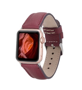 Apple Watch Uyumlu Deri Kordon 42-44-45mm FL6 Bordo