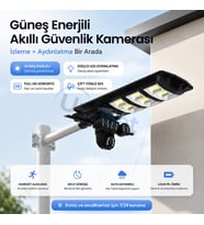 Uninet Solar 4G Kamera 2 Kameralı Güneş Enerjili Sokak Lambası Alarm Hareket Algılayıcılı Güneş Enerjili Kamera