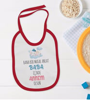 BK Kids Masal Anlat Baba Tasarımlı Kırmızı Bebek Mama Önlüğü-1