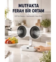 Ayarlanabilir Çift Fan Başlıklı Şarjlı Masa Vantilatörü