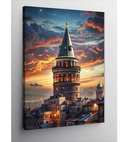 Kanvas Tablo Gün Batımı Ve Galata Kulesi
