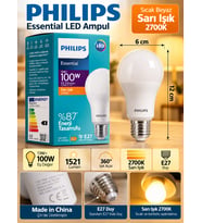 (1 Adet) 13W Sarı Işık (2700K) E27 Duylu (Kalın Duy) Led Ampul