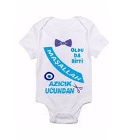 Sünnet Kıyafeti Azıcık Ucundan Baskılı Bebek Body Zıbın