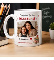 Öğretmene Özel Fotoğraflı Kupa, İsimli ve Resimli Kişiye Özel Öğretmen Hediyesi