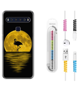 TCL 10L 10 Plus 10SE 20E 20SE 30SE L7 Kılıf Kablo Koruma Spiral Silikon Ay ve Flamingo 1775