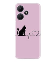 Infınix Hot 30i Kılıf Resimli Desenli Baskılı Silikon Pink Cat Heart 1303