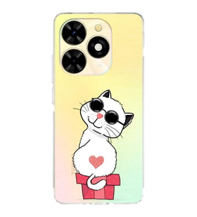 PrintiFy Tecno Spark 20 Uyumlu Kamera Korumalı Coolcat Tasarımlı Şeffaf  Silikon Kılıf