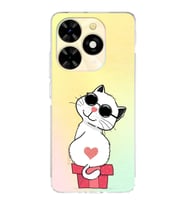 PrintiFy Tecno Spark 20 Uyumlu Kamera Korumalı Coolcat Tasarımlı Şeffaf  Silikon Kılıf