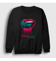 Presmono Unisex Siyah Tongue Dil Dudak Falling In Reverse Sweatshirt 504547tt