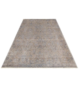 Kaymaz Yıkanabilir Bej Eskitme Viskon Salon Halısı Mutfak Halısı Koridor Halısı Yolluk tf 01 beige