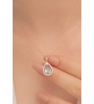 Gümüş Kolye - Damla Model Turkuaz Zirkon Taşlı 925 Ayar Gümüş Sevgiliye,anneye,eşe Arkadaşa Kolye