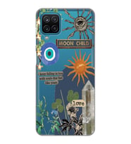 Samsung Galaxy A12/M12 Uyumlu Moon Child Desenli Şeffaf Telefon Kılıfı