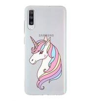 Samsung Galaxy A70 Uyumlu Kapak Unicorn Tasarımlı Şeffaf Silikon Kılıf