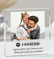 Kişiye Özel Fotoğraflı Spotify Barkodlu Akrilik Tasarım Öğretmene Hediye Masaüstü Fotoğraf Çerçevesi babaya hediye