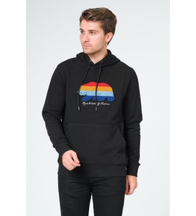 Süzene Nakış Ayı Baskılı Kapüşonlu Lacivert Sweatshirt Polarlı